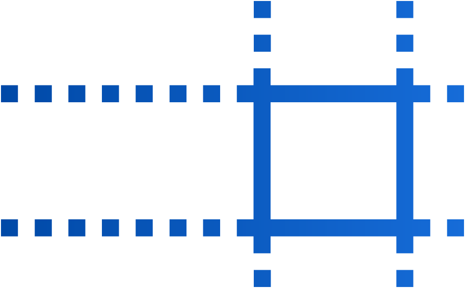 Blue dotted and solid lines forming a square overlapping two horizontal and two vertical dashed lines on a light gray background.