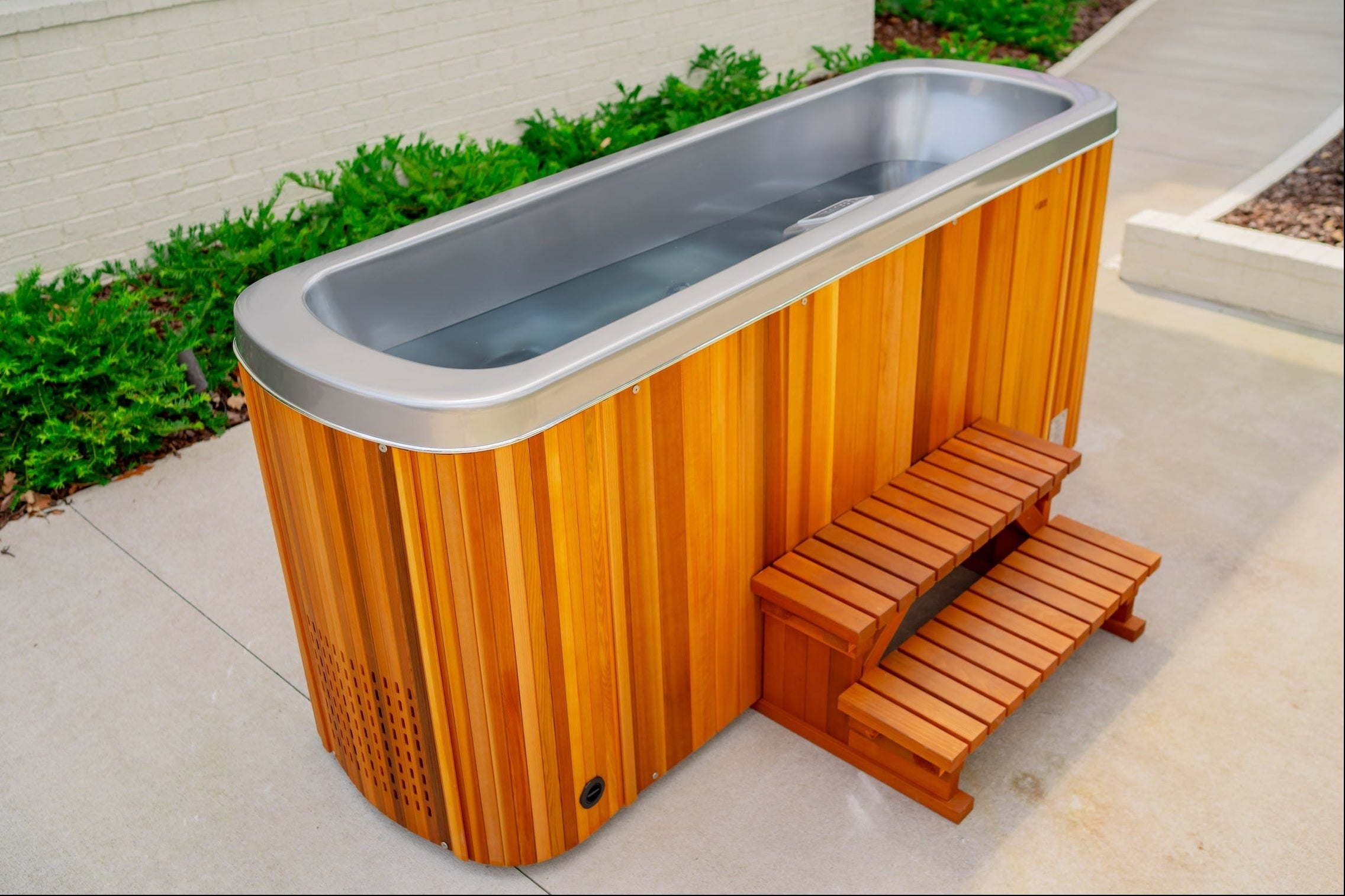 Icebreaker - Coldtub Store # The Icebreaker is our 2 person model. We took two Icepod Plus’s, cut off two feet and connected them together face to face to create the world’s first two person cold plunge. Temperature ranges from 35-104°. 