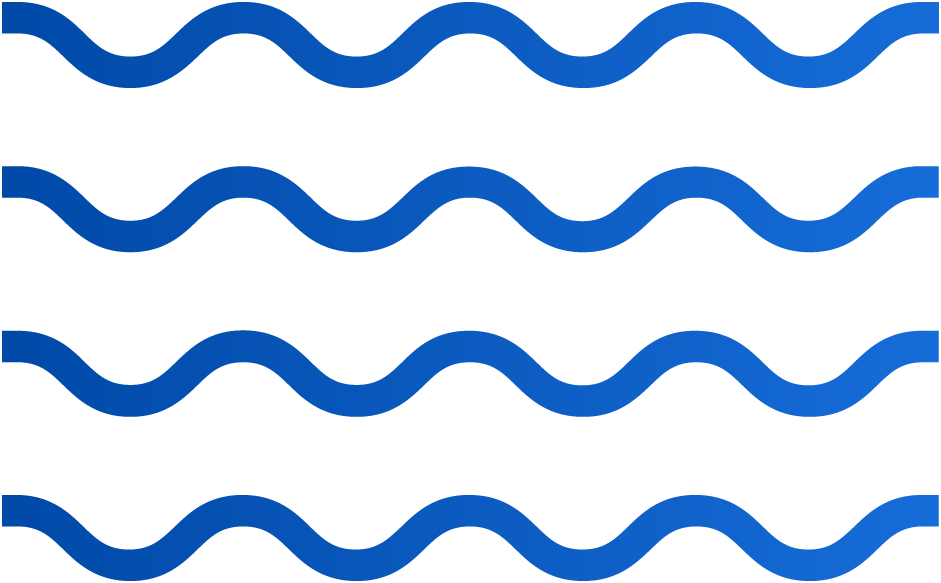Four evenly spaced, horizontal blue wavy lines on a white background.