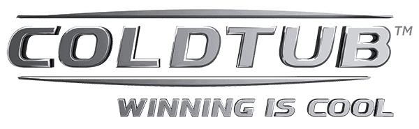 The image displays the COLDTUB logo with the slogan "WINNING IS COOL" beneath it in metallic, stylized lettering.